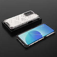 Silicone Transparent Frame Case Cover 360 Degrees AM3 for Oppo Reno6 Pro 5G India White