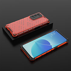 Silicone Transparent Frame Case Cover 360 Degrees AM3 for Oppo Reno6 Pro 5G Red