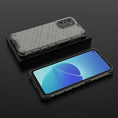 Silicone Transparent Frame Case Cover 360 Degrees AM3 for Oppo Reno6 Z 5G Black