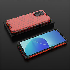Silicone Transparent Frame Case Cover 360 Degrees AM3 for Oppo Reno6 Z 5G Red