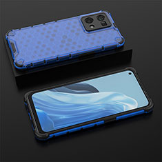 Silicone Transparent Frame Case Cover 360 Degrees AM3 for Oppo Reno7 4G Blue