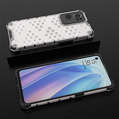 Silicone Transparent Frame Case Cover 360 Degrees AM3 for Oppo Reno7 Pro 5G White