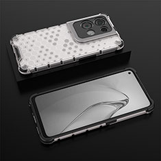 Silicone Transparent Frame Case Cover 360 Degrees AM3 for Oppo Reno8 Pro+ Plus 5G White