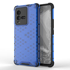 Silicone Transparent Frame Case Cover 360 Degrees AM3 for Vivo iQOO 10 5G Blue