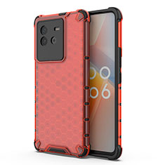 Silicone Transparent Frame Case Cover 360 Degrees AM3 for Vivo iQOO Neo6 5G Red