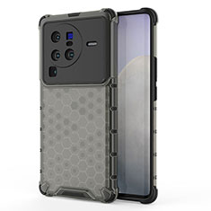 Silicone Transparent Frame Case Cover 360 Degrees AM3 for Vivo X80 Pro 5G Black