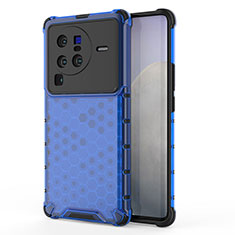 Silicone Transparent Frame Case Cover 360 Degrees AM3 for Vivo X80 Pro 5G Blue