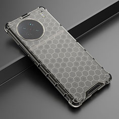 Silicone Transparent Frame Case Cover 360 Degrees AM3 for Vivo X90 5G Black