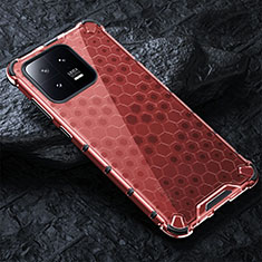 Silicone Transparent Frame Case Cover 360 Degrees AM3 for Xiaomi Mi 13 Pro 5G Red