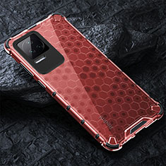 Silicone Transparent Frame Case Cover 360 Degrees AM3 for Xiaomi Poco F4 5G Red