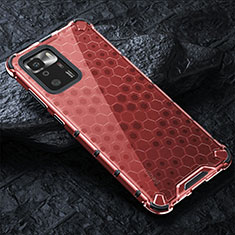 Silicone Transparent Frame Case Cover 360 Degrees AM3 for Xiaomi Redmi Note 10 Pro 5G Red