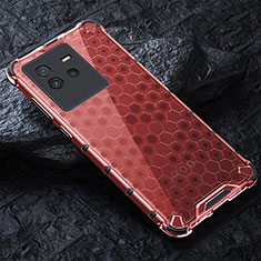 Silicone Transparent Frame Case Cover 360 Degrees AM4 for Vivo iQOO Neo6 5G Red