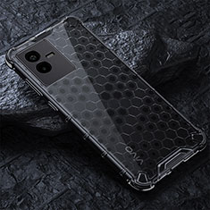Silicone Transparent Frame Case Cover 360 Degrees AM4 for Vivo iQOO Z6x Black