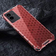 Silicone Transparent Frame Case Cover 360 Degrees AM4 for Vivo iQOO Z6x Red
