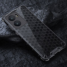 Silicone Transparent Frame Case Cover 360 Degrees AM4 for Vivo iQOO Z7 5G Black