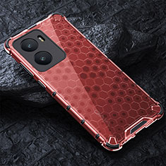 Silicone Transparent Frame Case Cover 360 Degrees AM4 for Vivo iQOO Z7 5G Red