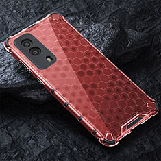 Silicone Transparent Frame Case Cover 360 Degrees AM4 for Vivo T1x 5G Red