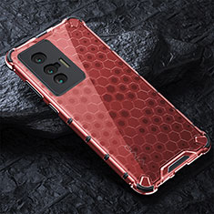 Silicone Transparent Frame Case Cover 360 Degrees AM4 for Vivo X70 5G Red