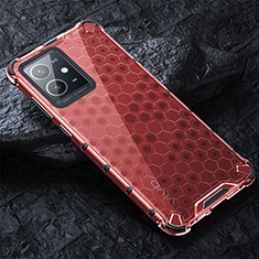 Silicone Transparent Frame Case Cover 360 Degrees AM4 for Vivo Y52t 5G Red