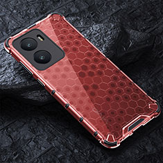 Silicone Transparent Frame Case Cover 360 Degrees AM4 for Vivo Y56 5G Red