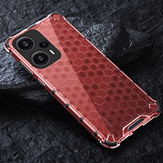 Silicone Transparent Frame Case Cover 360 Degrees AM4 for Xiaomi Poco F5 5G Red