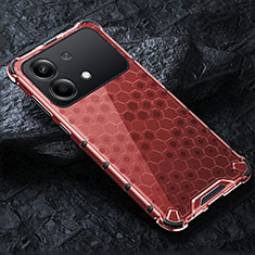 Silicone Transparent Frame Case Cover 360 Degrees AM4 for Xiaomi Redmi Note 13R Pro 5G Red