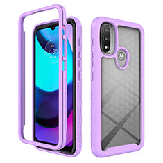 Silicone Transparent Frame Case Cover 360 Degrees for Motorola Moto E30 Purple