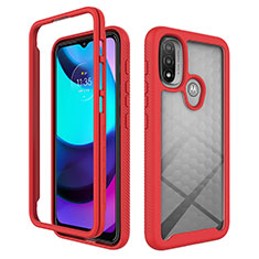 Silicone Transparent Frame Case Cover 360 Degrees for Motorola Moto E30 Red
