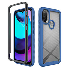 Silicone Transparent Frame Case Cover 360 Degrees for Motorola Moto E40 Blue