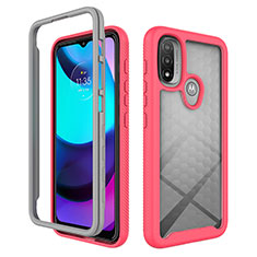Silicone Transparent Frame Case Cover 360 Degrees for Motorola Moto E40 Hot Pink