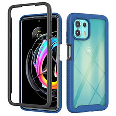 Silicone Transparent Frame Case Cover 360 Degrees for Motorola Moto Edge 20 Lite 5G Blue