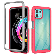 Silicone Transparent Frame Case Cover 360 Degrees for Motorola Moto Edge 20 Lite 5G Hot Pink
