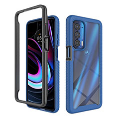 Silicone Transparent Frame Case Cover 360 Degrees for Motorola Moto Edge (2021) 5G Blue