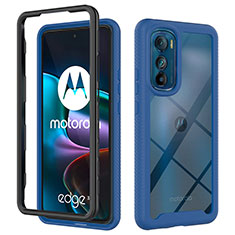 Silicone Transparent Frame Case Cover 360 Degrees for Motorola Moto Edge 30 5G Blue
