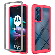 Silicone Transparent Frame Case Cover 360 Degrees for Motorola Moto Edge 30 5G Hot Pink