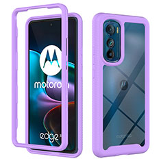 Silicone Transparent Frame Case Cover 360 Degrees for Motorola Moto Edge 30 5G Purple