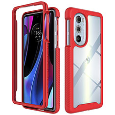 Silicone Transparent Frame Case Cover 360 Degrees for Motorola Moto Edge 30 Pro 5G Red