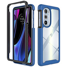 Silicone Transparent Frame Case Cover 360 Degrees for Motorola Moto Edge Plus (2022) 5G Blue