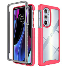 Silicone Transparent Frame Case Cover 360 Degrees for Motorola Moto Edge Plus (2022) 5G Hot Pink