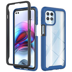 Silicone Transparent Frame Case Cover 360 Degrees for Motorola Moto Edge S 5G Blue