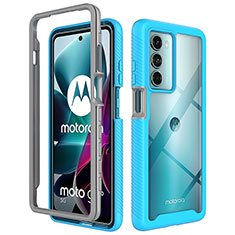 Silicone Transparent Frame Case Cover 360 Degrees for Motorola Moto Edge S30 5G Cyan