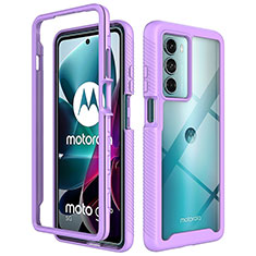 Silicone Transparent Frame Case Cover 360 Degrees for Motorola Moto Edge S30 5G Purple