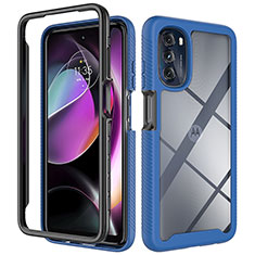 Silicone Transparent Frame Case Cover 360 Degrees for Motorola Moto G 5G (2022) Blue