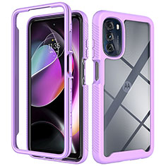 Silicone Transparent Frame Case Cover 360 Degrees for Motorola Moto G 5G 2022 Purple