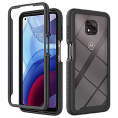 Silicone Transparent Frame Case Cover 360 Degrees for Motorola Moto G Power (2021) Black