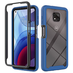 Silicone Transparent Frame Case Cover 360 Degrees for Motorola Moto G Power (2021) Blue