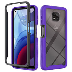 Silicone Transparent Frame Case Cover 360 Degrees for Motorola Moto G Power (2021) Purple