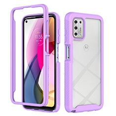 Silicone Transparent Frame Case Cover 360 Degrees for Motorola Moto G Stylus (2021) Purple