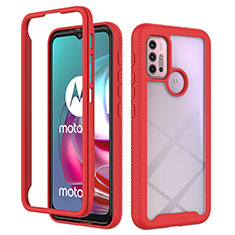 Silicone Transparent Frame Case Cover 360 Degrees for Motorola Moto G10 Power Red