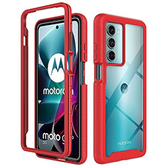 Silicone Transparent Frame Case Cover 360 Degrees for Motorola Moto G200 5G Red